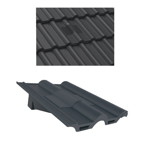 Grey Double Roman Roof Tile Vent & Adapter for Marley Redland Sandtoft