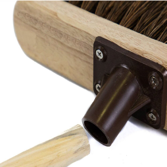 Natural Bassine Hard Sweeping Brush 12 Inch Broom Head Varnished Wood