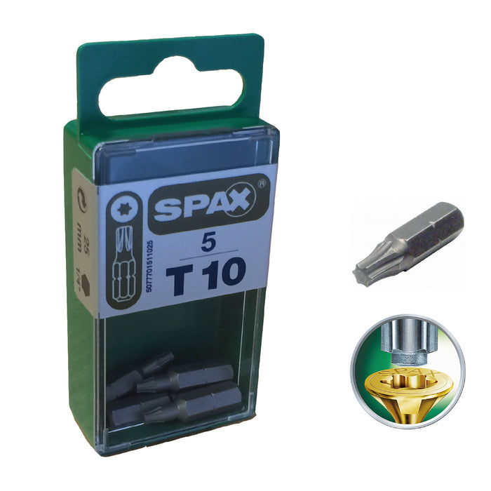 5 x Spax T-Star Plus T10 Screw Bits Length: 25mm