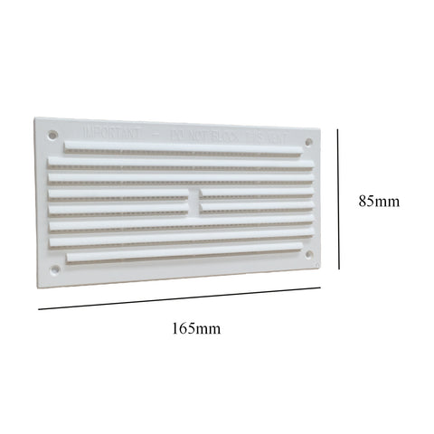 6" x 3" White Louvre Air Vent Grille with Removable Flyscreen Cover