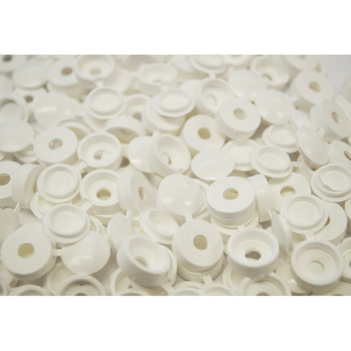 80 x White Fold Over Plastic Hinged Screw Caps / 17mm Large Cups