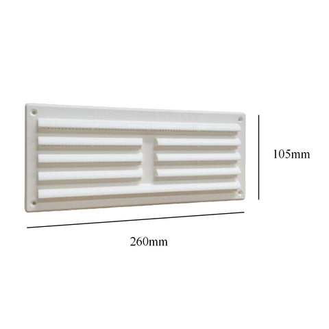 9" x 3" White Louvre Air Vent Grille with Removable Flyscreen Cover
