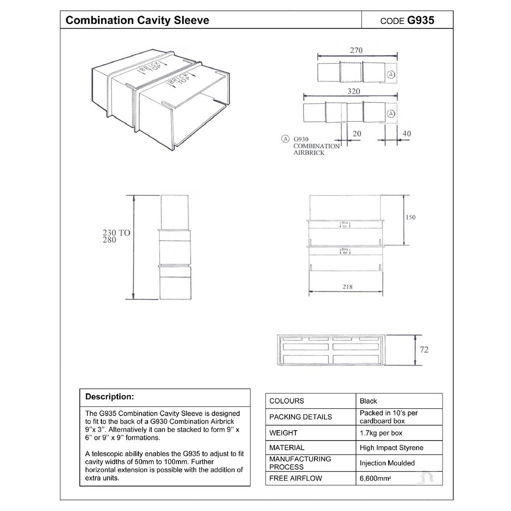 2x Cavity Wall Combination Extension Sleeves