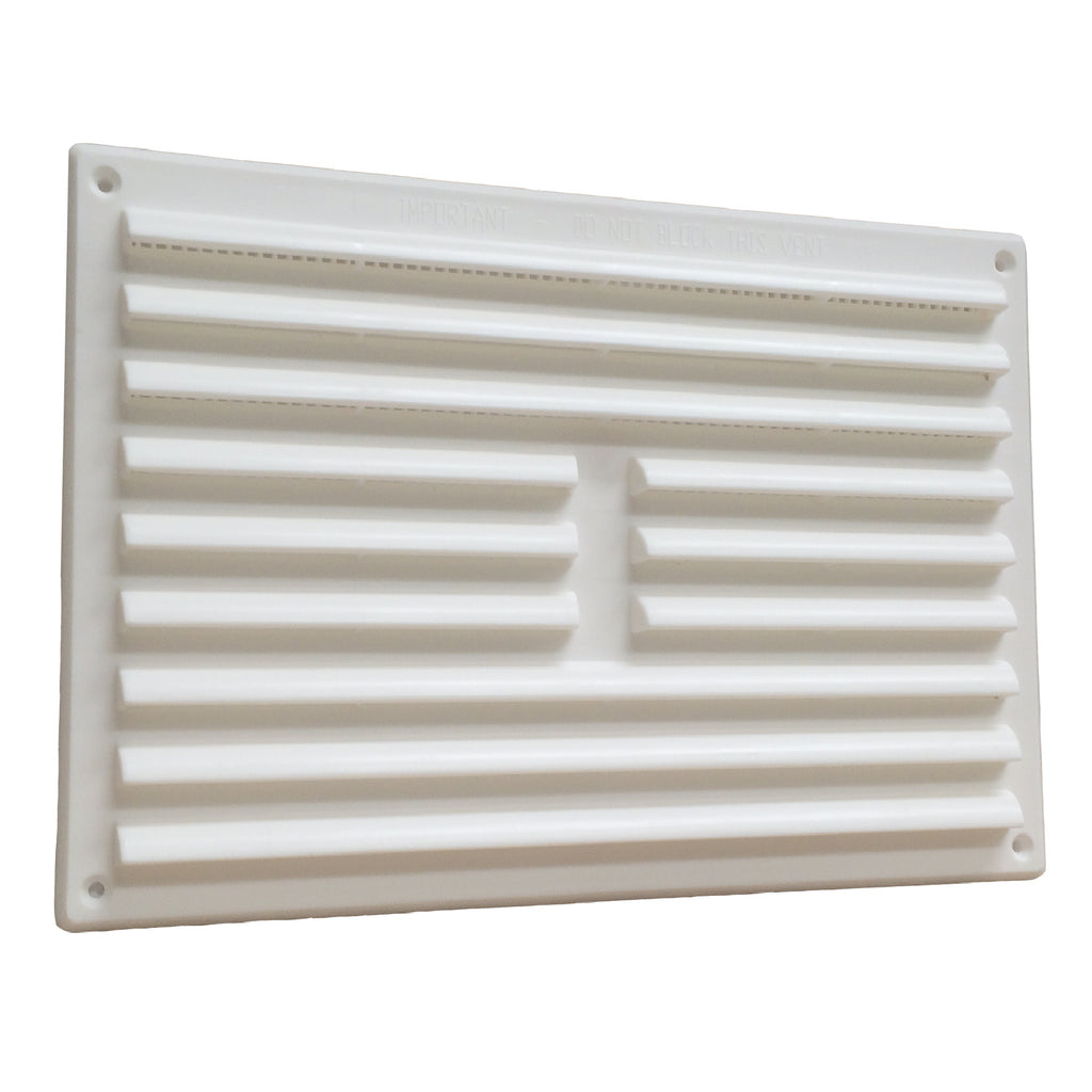 9" x 6" White Louvre Air Vent Grille with Removable Flyscreen Cover