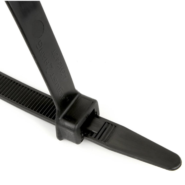 100 x Black Releasable Cable Ties Size: 370 x 4.8mm