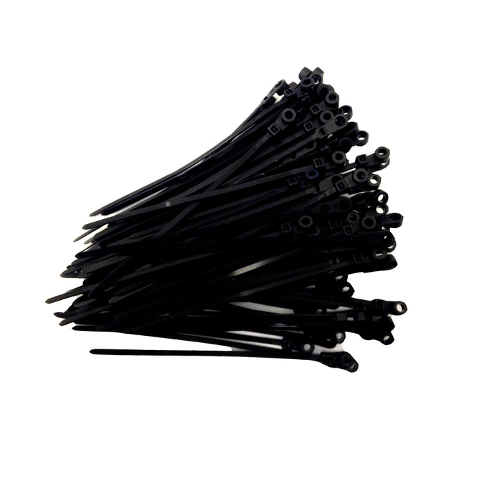 100 x Black Screw Mount Cable Ties 110mm x 2.5mm