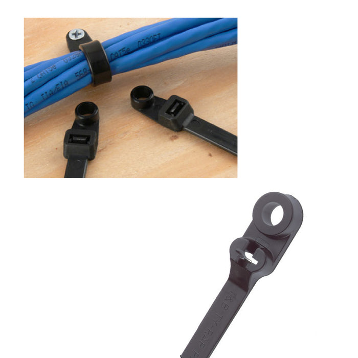 100 x Black Screw Mount Cable Ties 150mm x 3.6mm