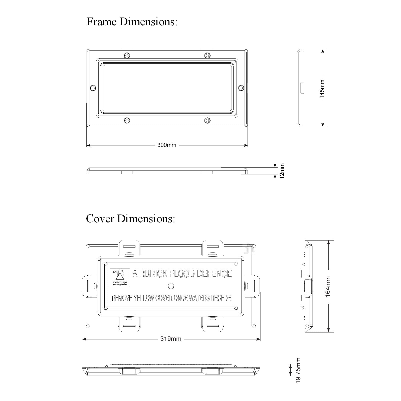 Brown Framed Flood Water Defence Protection Airbrick Cover
