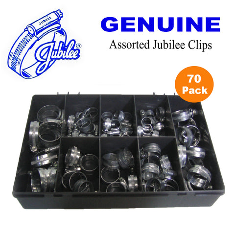 70 x Genuine Assorted Jubilee Hose Clips. Worm Drive. <br><br>