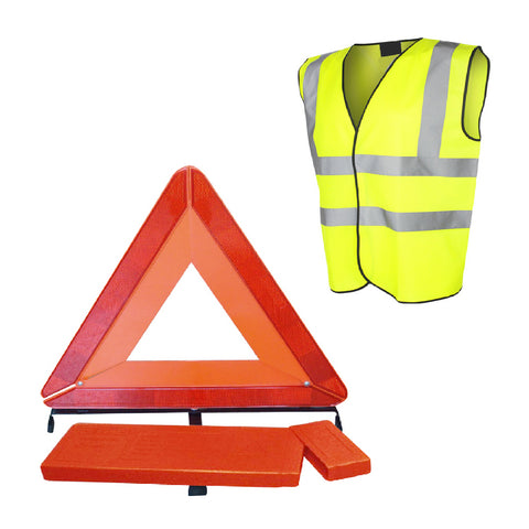 Large Reflective Warning Triangle Sign & Safety Vest<br><br>