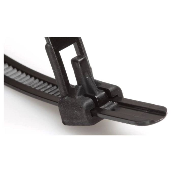 100 x Black Releasable Cable Ties Size: 370 x 7.6mm