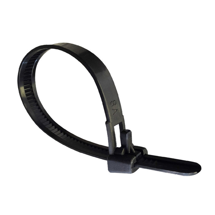 100 x Black Releasable Cable Ties Size: 150 x 7.6mm