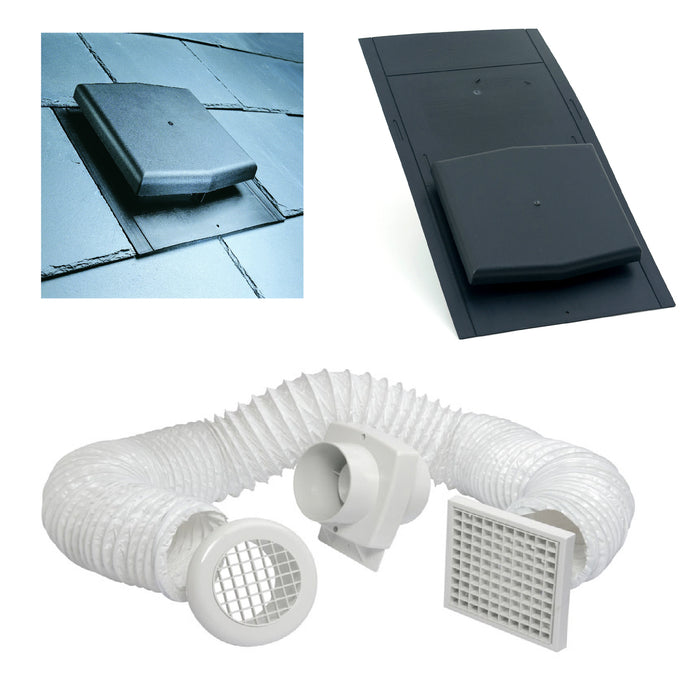 Slate Roof Tile Vent & Extractor Shower Fan Kit