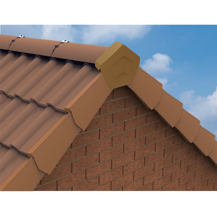 Terracotta Angled Ridge End Cap for Dry Verge Systems