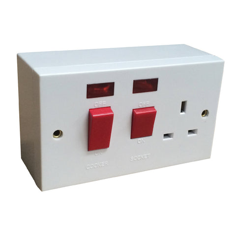 Electrical White Sockets & Switches with Pattress / Menu Options