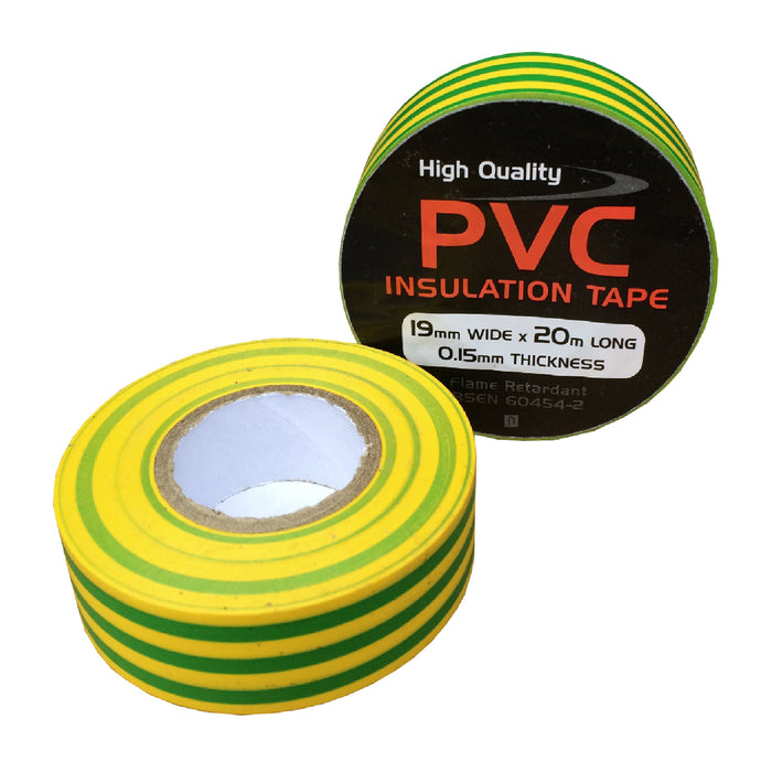 10 x Electrical Yellow / Green Earth PVC Insulation Tape