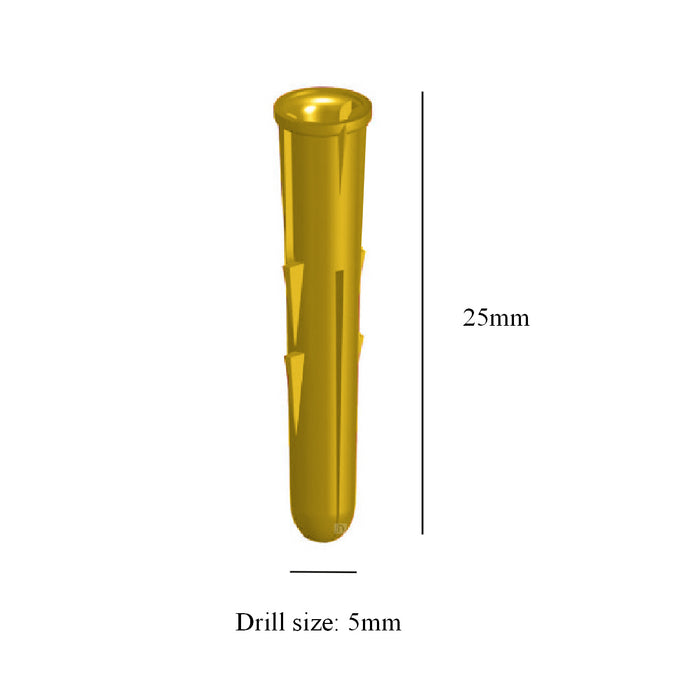 200 x Pozi Screws & Yellow Raw Fixing Plugs, 3.5 x 25mm Countersunk